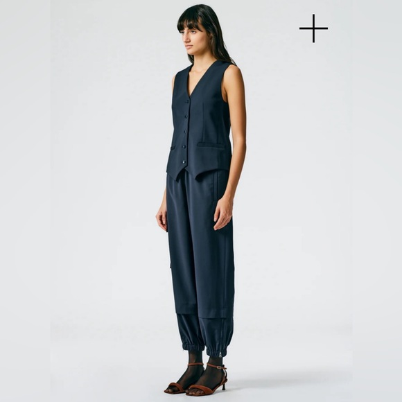 L, Tibi Navy-black tropical wool joggers, sold out size and color - Picture 2 of 8